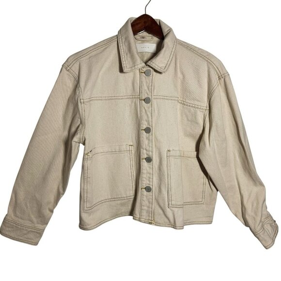 Blank NYC Casa Blanca cream Denim Jean Oversized Jacket womens size small - Picture 8 of 8